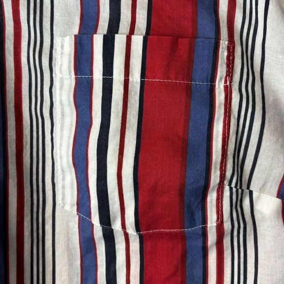 First Issue Liz Claiborne red white blue cotton lightweight button shirt 18/20 - Picture 6 of 10